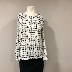 Talbots black and white houndstooth blouse